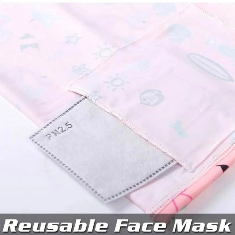 Flamingo pink￼ Kids Face Cover with Filter - Summer Protection Neck Gaiter